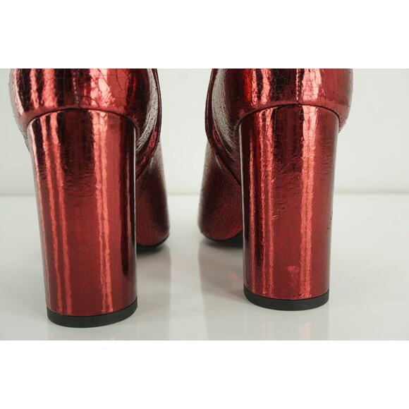 SAINT LAURENT Babies Red Metallic Ankle Boots Size 36.5 NIB YSL 90MM - Picture 8 of 12